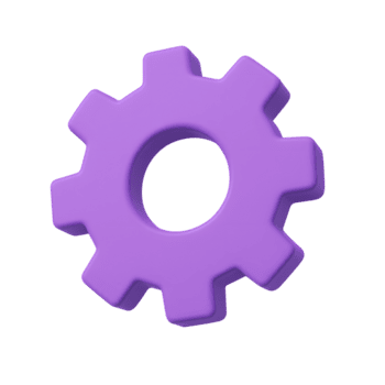 3d viola Ingranaggio icona, semplice meccanico ingranaggio forma per impostazioni o configurazione, isolato su trasparente sfondo png