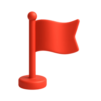 3d rood vlag icoon met golvend rechthoekig vorm Aan ronde baseren en pool, geïsoleerd Aan transparant achtergrond png