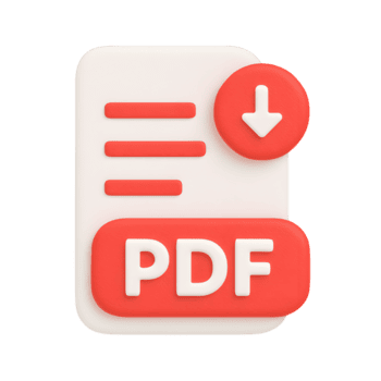 3d pdf Arquivo ícone com vermelho baixar símbolo representando documento e Arquivo transferir, isolado em transparente fundo png