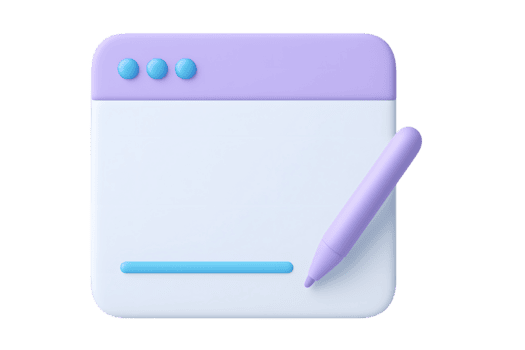 3D pastel style user interface window with pen for writing or editing isolated on transparent background png