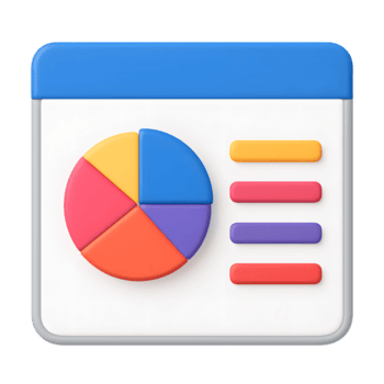 3d torta grafico icona con multicolore segmenti e orizzontale dati barre nel ragnatela stile interfaccia isolato su trasparente sfondo png