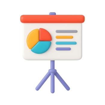 3d presentatie bord icoon met kleurrijk taart tabel en gegevens bars Aan statief staan geïsoleerd Aan transparant achtergrond png