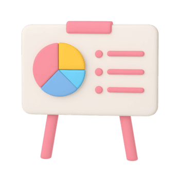 3d presentazione tavola icona con colorato torta grafico e proiettile punto elenco isolato su trasparente sfondo png