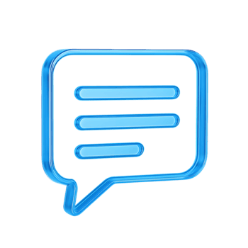 3d discorso bolla icona con blu traslucido schema e orizzontale testo linee, isolato su trasparente sfondo png