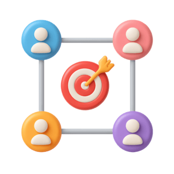 3d bersaglio Rete icona, collegato persone con bersaglio per freccette e freccia, isolato su trasparente sfondo png