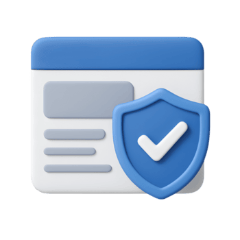 3d säkra hemsida ikon med blå skydda och vit kolla upp märke, uppkopplad skydd och verifiering begrepp, isolerat på transparent bakgrund png