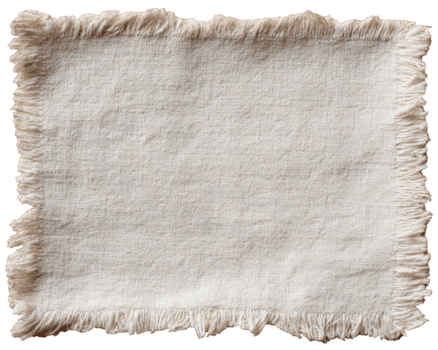 cuadrado lona tela chatarra, texturizado beige textil con raído borde, aislado en transparencia fondo, adecuado para Arte material, artesanía, de coser, o bricolaje proyecto elemento png