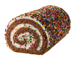 chocolate rodar pastel crema relleno vistoso asperja postre dulce festivo celebracion fiesta panadería delicioso tratar alegre estado animico png