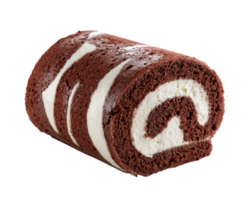 chocolate rodar pastel postre con cremoso remolino relleno, dulce tratar, delicioso y húmedo, Perfecto para panadería, bocadillo, o celebracion, aislado en transparencia antecedentes png