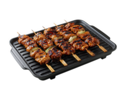 Grilled chicken skewer barbecue hotpot grill Asian cuisine delicious smoky glazed food meal isolated on transparency background png