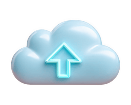 moln ladda upp pil blå ikon 3d data lagring teknologi digital symbol isolerat glansig internet överföra nätverk datoranvändning modern kommunikation tecken illustration trogen webb information begrepp png