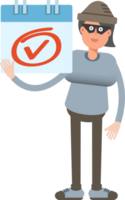 Woman Thief Character and Check Mark Sign png