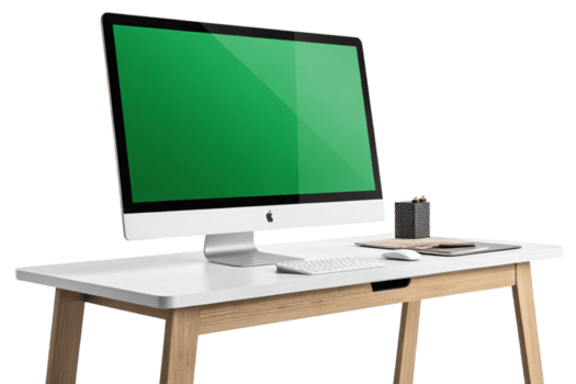 Sleek Desktop Computer with Wireless Keyboard and Mouse png