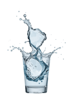 dynamisch Flüssigkeit Spritzen im ein Glas Erstellen abstrakt Formen und Muster auf klar Anzeige png