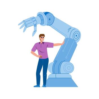 ingeniero presentación moderno robótico brazo, industrial automatización vector