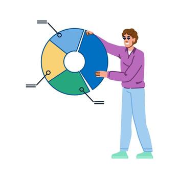 empresario analizando tarta gráfico para márketing estrategia y negocio datos análisis vector