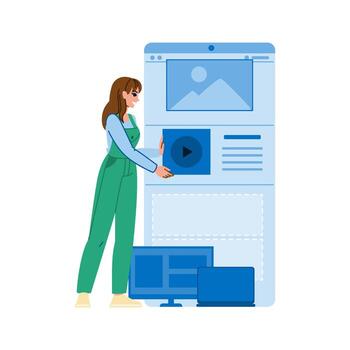 Web designer creating cross platform content for website and devices vector