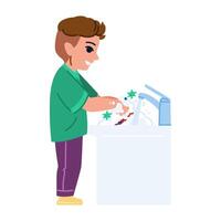 chico Lavado manos con jabón y agua, eliminando virus y gérmenes vector