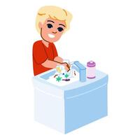 chico Lavado manos con jabón y agua, quitando gérmenes y bacterias vector