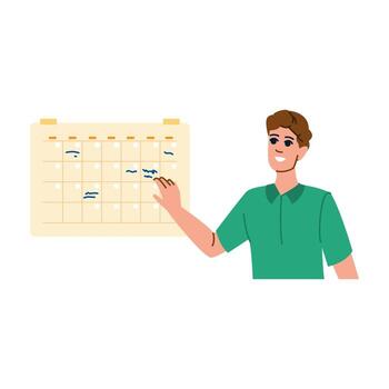 Project manager scheduling tasks and deadlines on office calendar vector