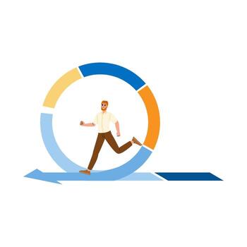 Businessman running in circle representing agile development process vector