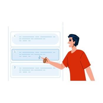 Programmer choosing right programming language for software development project vector