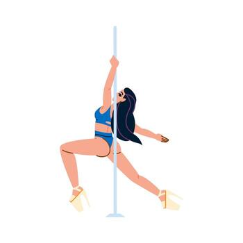 Exotic dancer performing on pole, showing flexibility and strength vector