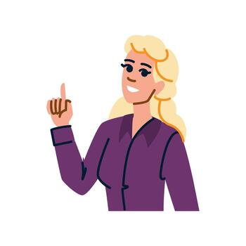 sonriente mujer de negocios señalando con índice dedo hacia arriba vector