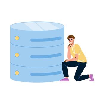 Database administrator managing data storage server infrastructure vector