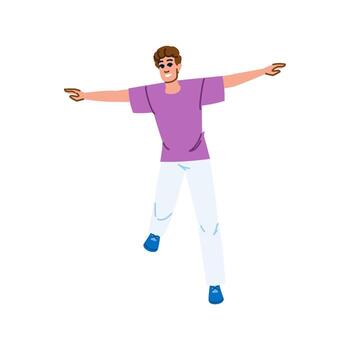 Young man balancing with open arms and smiling vector