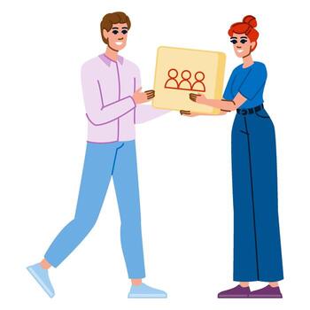 Managers giving community to each other, teamwork and collaboration concept vector