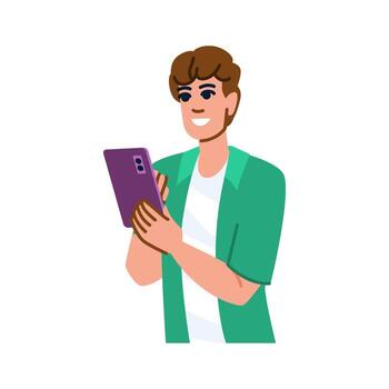 Smiling young man using smartphone for communication vector