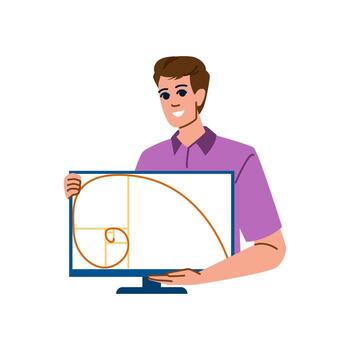 diseñador demostración dorado proporción en computadora pantalla vector