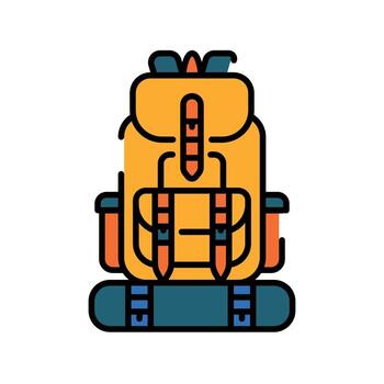 hiking backpack color line icon for digital and print projects. vector