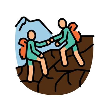 hiking color flat icon for digital and print projects. vector