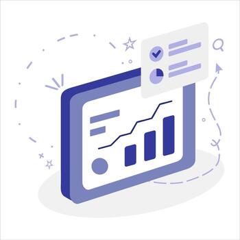 Digital Semi-3D Analytics Icon for Startup Performance Dashboards vector