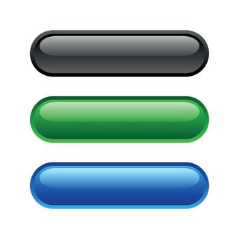 Set Rounded Rectangle Blank Button Website Template vector