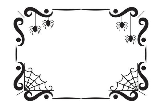 Spooky halloween frame with spiders and cobwebs vector
