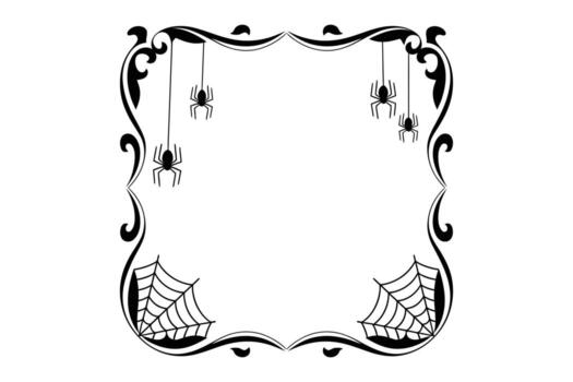 Spooky halloween frame with cobwebs and spiders vector