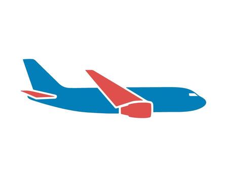 Airplane icon. Side view. Colored silhouette. Flat graphic illustration. The isolated object on a white background. Isolate vector