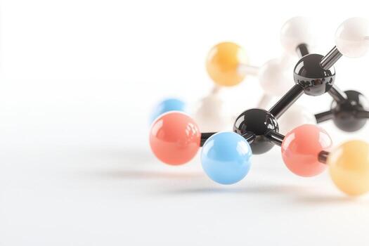 Artistic representation of molecular model with colorful atoms , volatile organic compounds photo