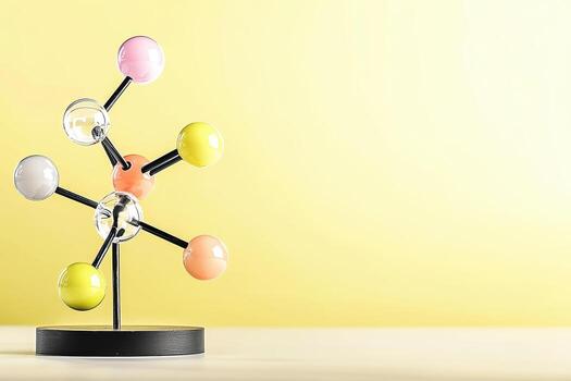 Artistic representation of molecule model with colorful atoms , volatile organic compounds photo