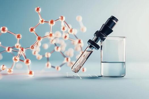 Laboratory equipment with dropper and molecular structure, volatile organic compounds photo