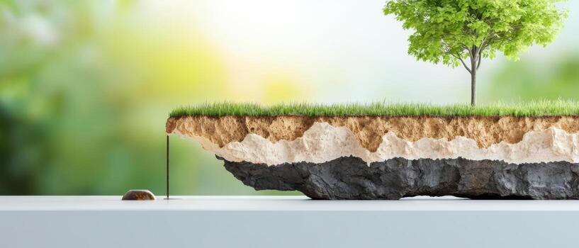 3d modelo de tectónico turnos con orgánico importar y verdor, fósil combustibles formación concepto foto