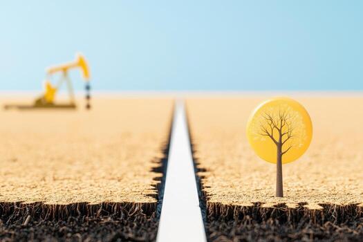 symbolic representation of deforestation and oil extraction photo