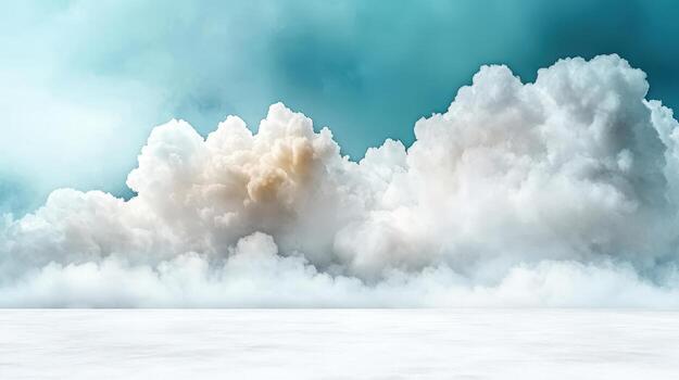 Fluffy white clouds against blue sky create serene atmosphere photo