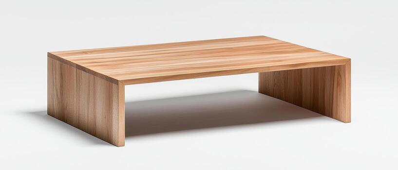 Rectangular beech wood coffee table with beveled edges and smooth finish photo