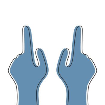 Human hands with index fingers pointing at something. Line icon vector