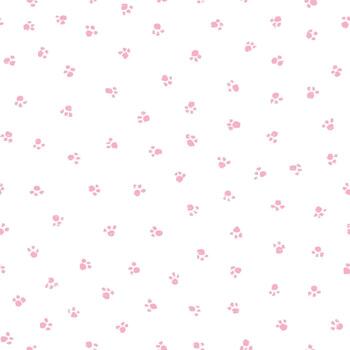 sin costura blanco antecedentes modelo con al azar disperso, afligido rosado pata huellas dactilares. ideal para mascotas diseños, textiles, y digital Arte vector