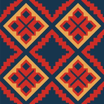 un rojo y azul geométrico modelo con un cuadrado en el centrar vector